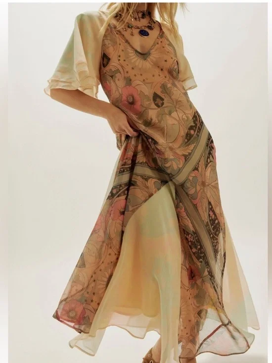 🆕 Free People Celestial Nights Maxi Dress in Fairy Combo Print - Picture 6 of 8